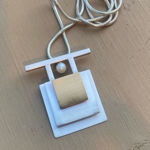 Glamorous 3 tier Square Silver and Gold Necklace.